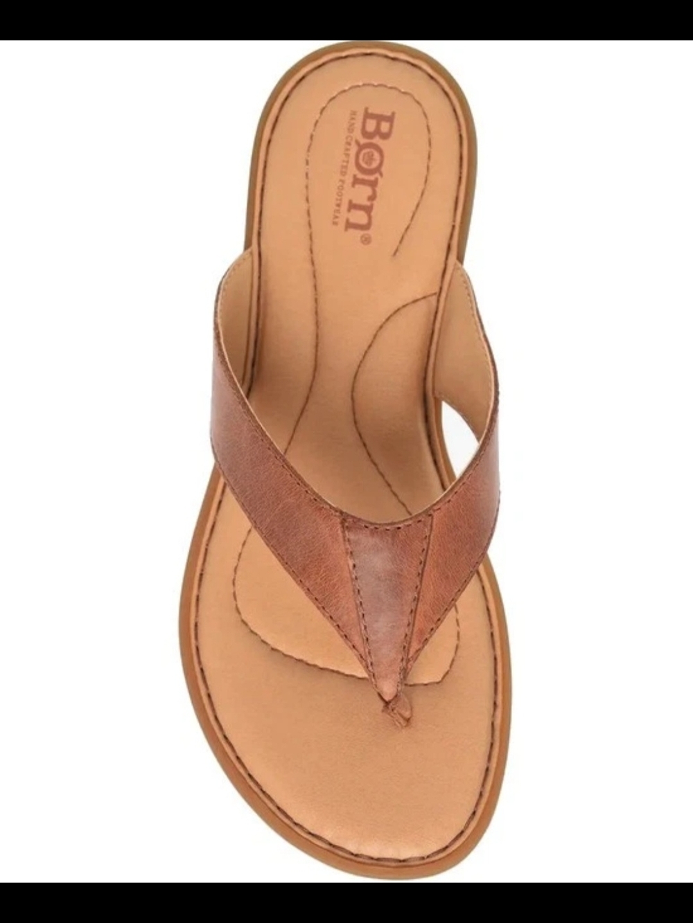 Born Tan Leather Toe-Post Slide Sandal